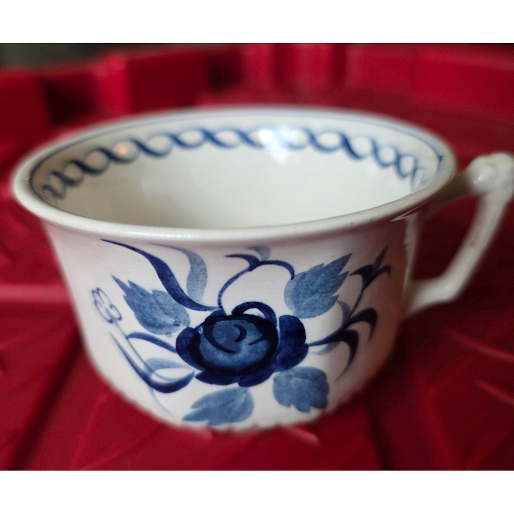 Adams England Baltic Blue White Floral Tea Cup Ironstone Rose Transferware